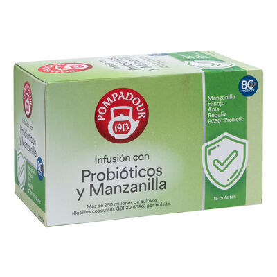 Infusión probiotic-manzanilla Pompadour 15 Unid