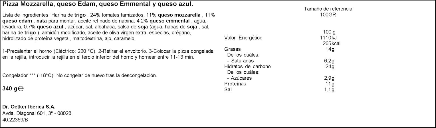 Pizza Ristorante Dr.Oetker 340g 4 formaggi