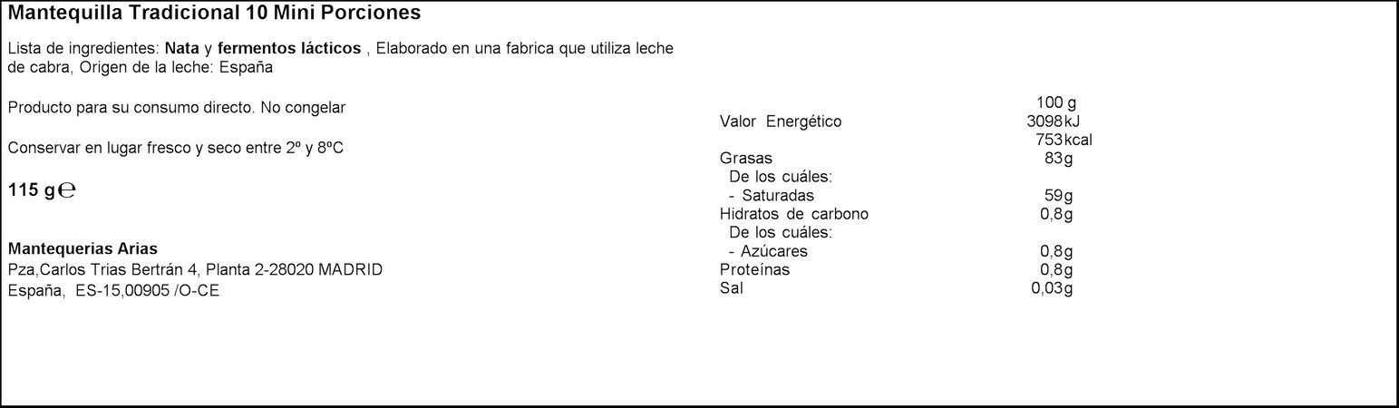 Mantequilla Arias 115g porciones