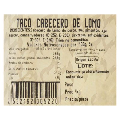 Cabecero lomo duroc La Hoguera 300g aproximadamente