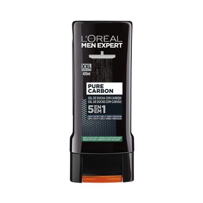 Gel de ducha para hombre con f&oacute;rmula 5 en 1 pure carbon Men Expert Loreal 400 ml