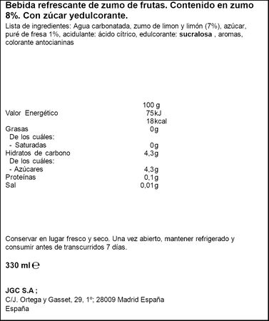 Refresco de limonada y fresa Don Simon 33cl