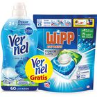 Detergente en cápsulas Wipp Express Power 33 lavados + Suavizante Vernel 60 lavados Cielo Azul