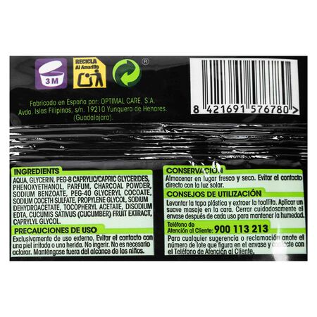 Toallitas Bodyplus 20 unidades carbón activo