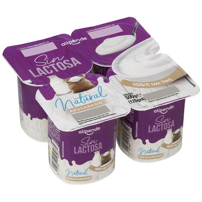 Leche fermentada sin lactosa Alipende pack 4 natural azucarado