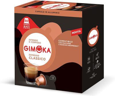 C&aacute;psulas de caf&eacute; espresso cl&aacute;sico intensidad 12/13 Gimoka 50 uds (sistema Nespresso)