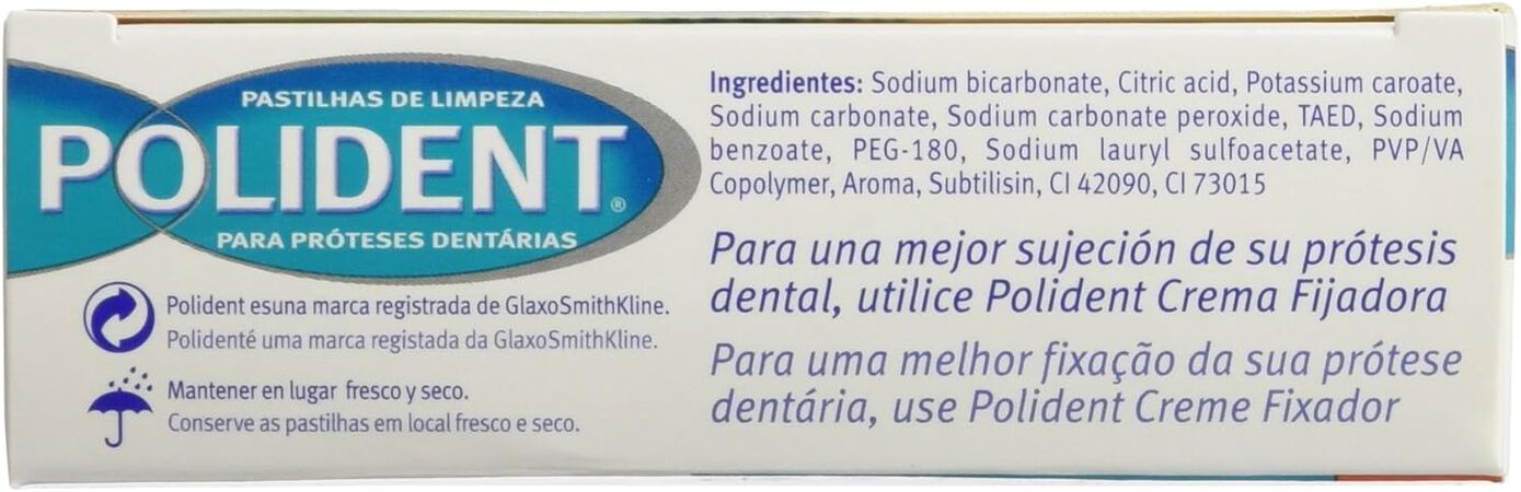 Desinfectante prótesis dental Polident 30 unidades Oxígeno activo