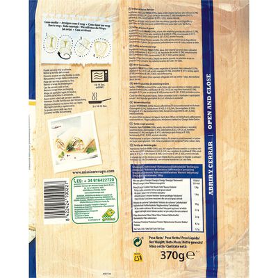 Tortilla de trigo wraps Mission Original 6Uds