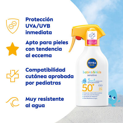 Crema solar pistola factor de protecci&oacute;n 50 babies & kids sensitive Nivea 250 ml