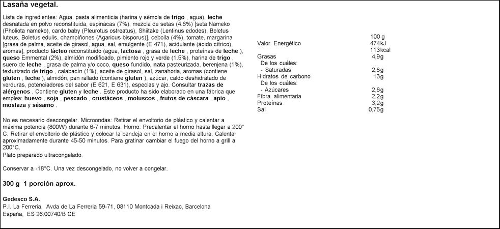 Lasaña Maheso 300g vegetal