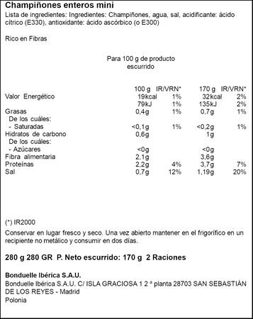 Mini champi&ntilde;ones Bonduelle 170g