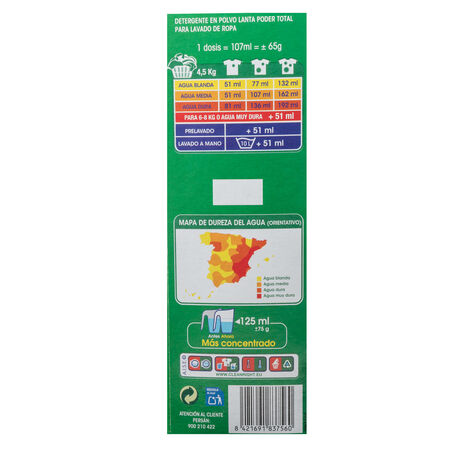 Detergente en polvo Lanta 50 lavados poder total