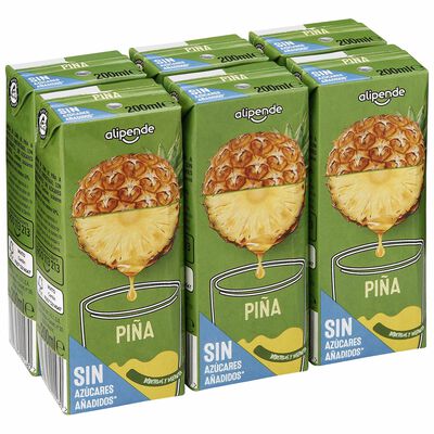 Bebida sin az&uacute;car a&ntilde;adido con sabor a pi&ntilde;a Alipende 6 unid