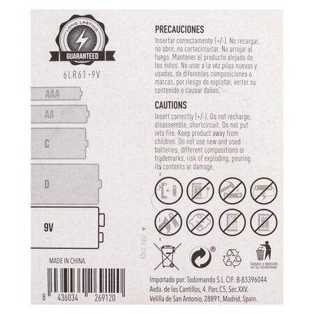 Pila super alcalina Tm 6LR61 9V