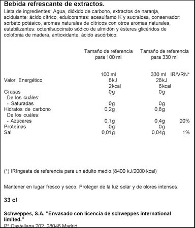 Refresco zero pink Schweppes 33cl