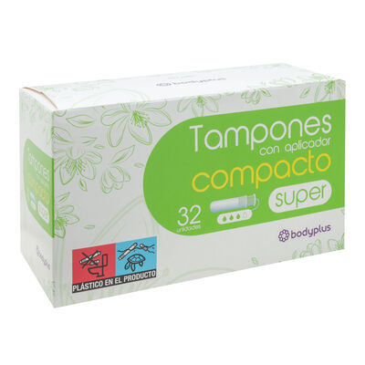 Tampon con aplicador Bodyplus compact 32 uds super