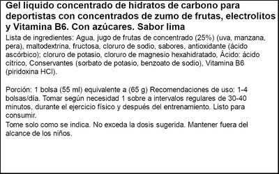 Gel l&iacute;quido energ&eacute;tico sabor lima Vitaldin 165ml