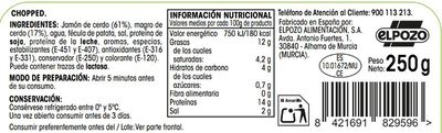 Chopped cocido en lonchas Alipende lata 250g
