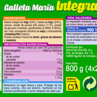 Galleta maría Alipende 800g integral