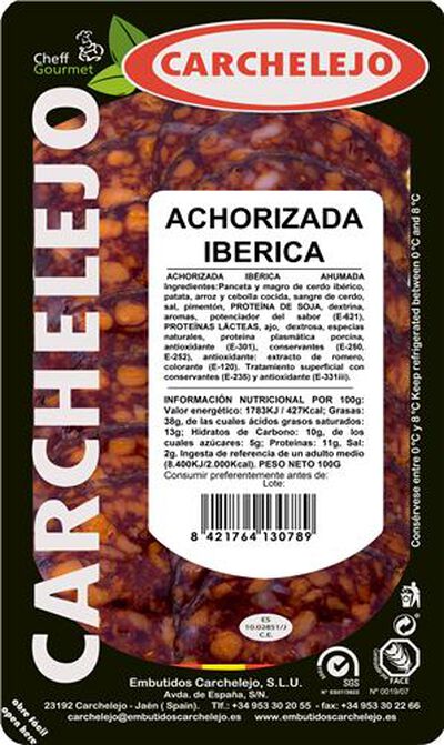 Morcilla ibérica achorizada en lonchas Carchelejo 100g