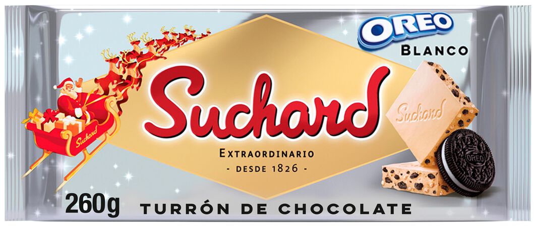 Turrón blanco crujiente con oreo Suchard 260g