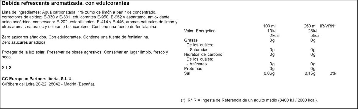 Refresco limón Fanta botella 2l zero