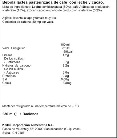 Caffe latte Kaiku 230ml capuccino