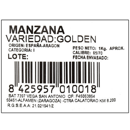 Manzana golden bolsa 1kg