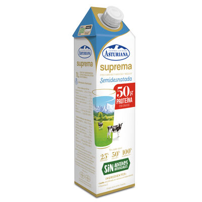Leche sin lactosa Asturiana 1L suprema semidesnatada