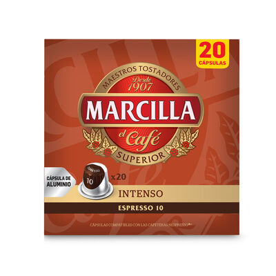 Caf&eacute; espresso intenso intensidad 10 Marcilla 20 c&aacute;psulas