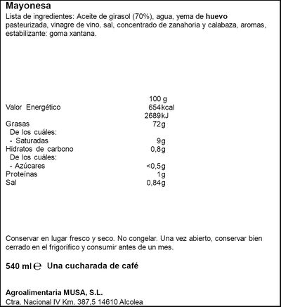 Mayonesa Musa 540ml