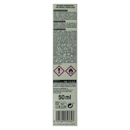 Ambientador tipo mikado Lanta 50ml recambio jazmín