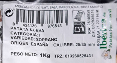 Patata blanca guarnici&oacute;n malla 1kg