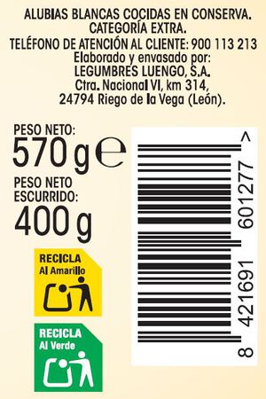 Alubia blanca cocida Alipende 400g