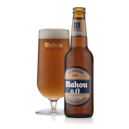 Cerveza sin alcohol Mahou 00 Tostada pack 6 botellas 25cl
