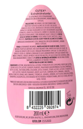 Quitaesmalte Cutex 200ml extrahidratante con loción hidratante