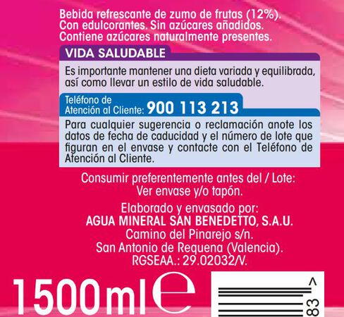 Refresco fresa Alipende botella 1,5l zero