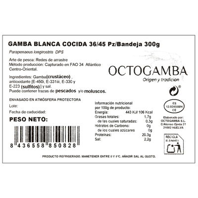 Gamba blanca cocida Octogamba 300g