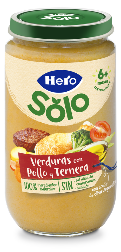 Tarro Hero Solo verdura pollo ternera desde 6meses 235g