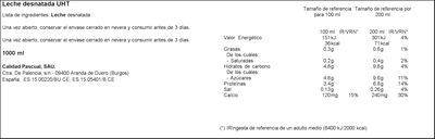 Leche Pascual 1l desnatada