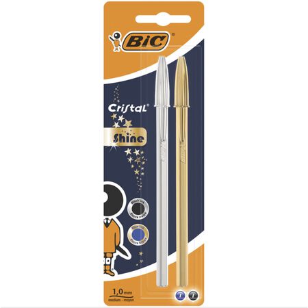 Bolígrafo Cristal Shine Bic 2 Unidades