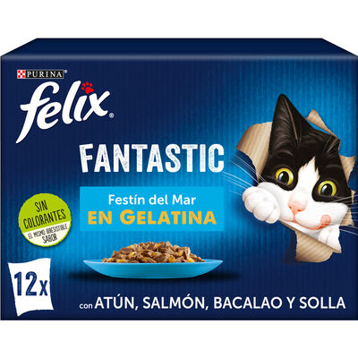 Comida h&uacute;meda para gatos fest&iacute;n del mar Felix 12uds