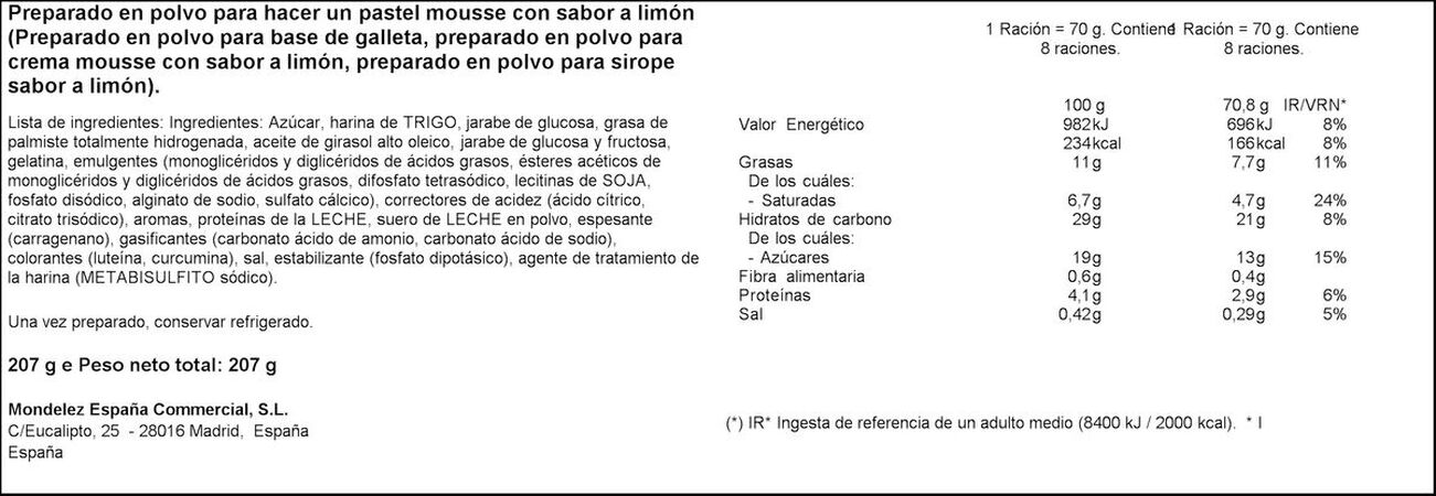 Preparado de mousse de limón Royal 207g