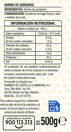 Harina de garbanzo sin gluten Alipende 500g