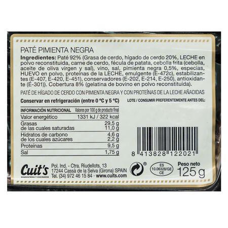 Paté a la pimienta negra Cuit'S bloc 125g