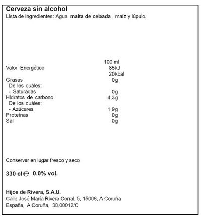 Cerveza 0,0 tostada Estrella Galicia 33 cl pack 10