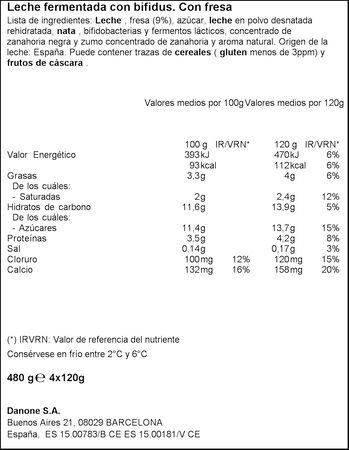 Bífidus Activia pack 4 fresa