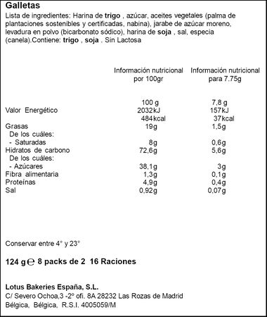 Galletas Lotus Biscoff 124g
