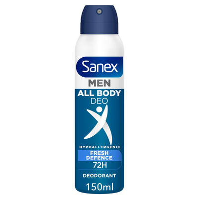 Desodorante en spray con protecci&oacute;n 72h para todo el cuerpo Men Sanex 150ml Fresh Defence