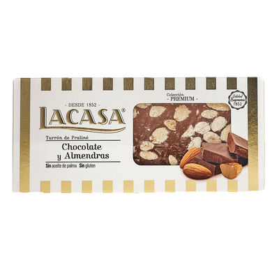 Turr&oacute;n de chocolate con almendras Lacasa 250g